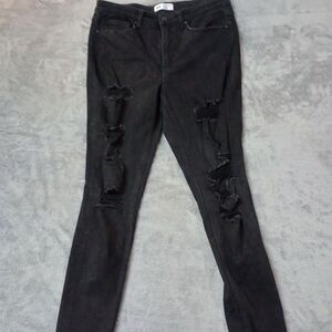 BKE Parker Jeans Women Size 32 x‎ 29 Universal Fit High Rise Tall Black Distress
